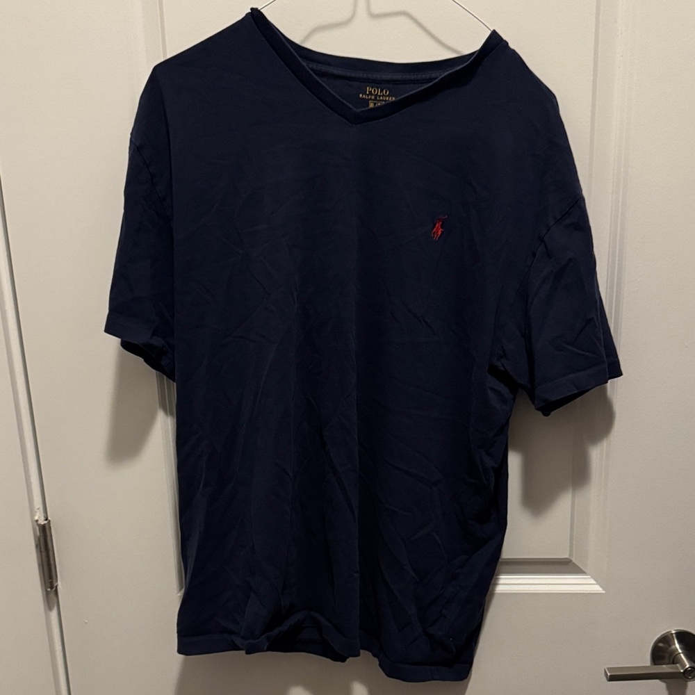 Polo by Ralph Lauren Men's Dark Blue V-Neck Tee